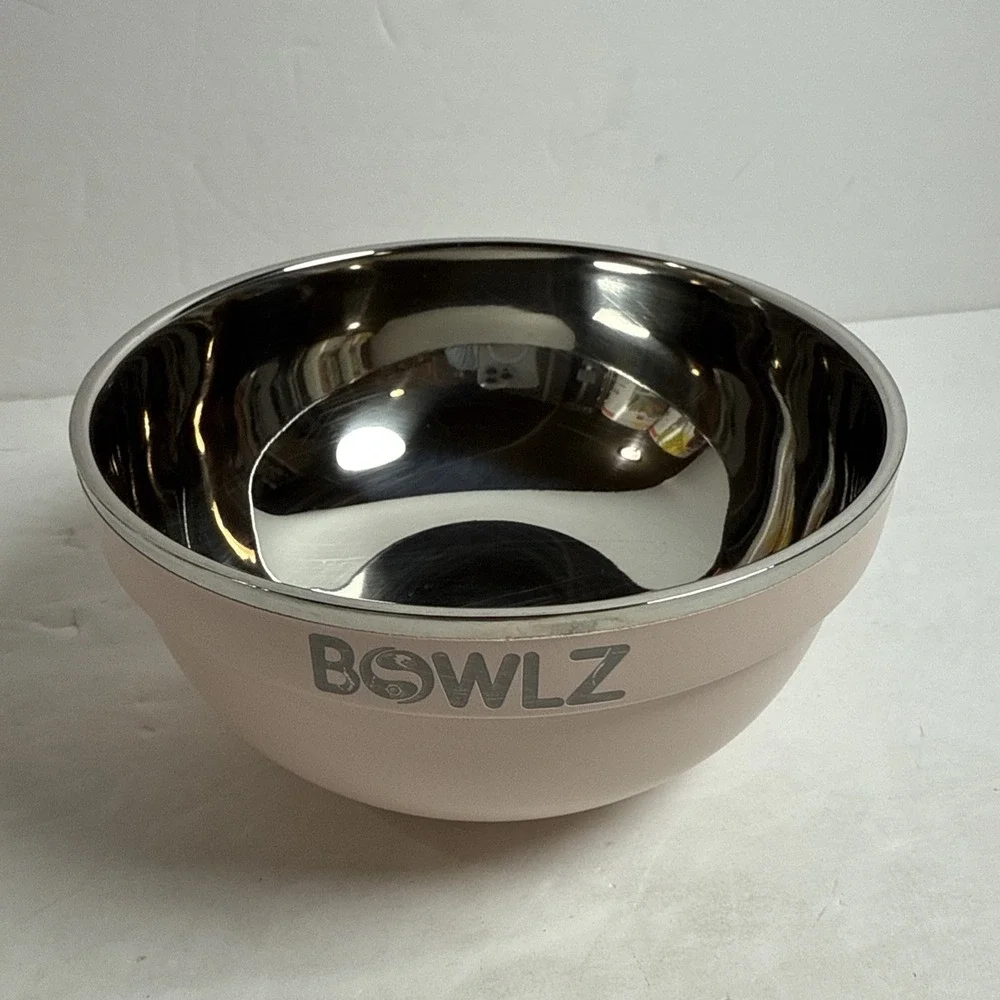 Bowlz Metal ice cream bowl 16 ounce cold‎ & hot stainless steel One Pink